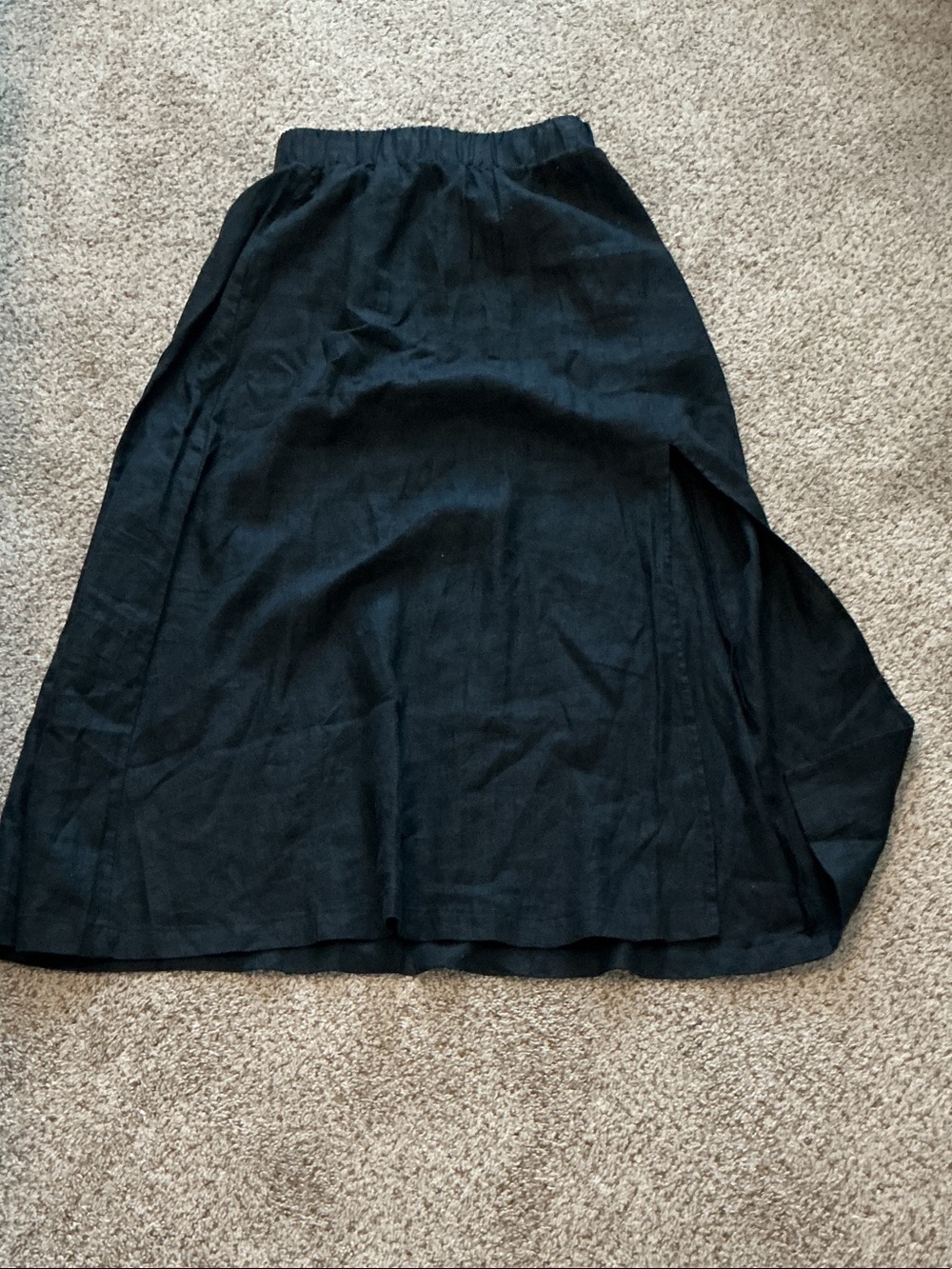 Quince Black Maxi Skirt with Side Slit